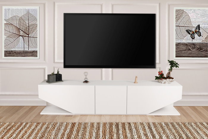 Hanah Home Soporte TV Blanco 180x40x30cm Tablero Partículas Melaminado Moderno Elegante